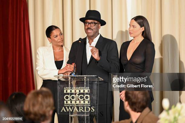 Nia Long, Courtney B. Vance and Jurnee Smollett speak onstage at the AAFCA Special Achievement Awards Luncheon held at the Los Angeles Athletic Club...