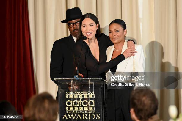 Courtney B. Vance, Jurnee Smollett and Nia Long speak onstage at the AAFCA Special Achievement Awards Luncheon held at the Los Angeles Athletic Club...