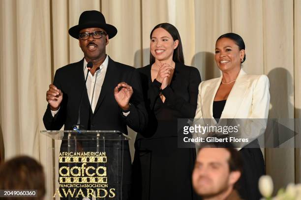 Courtney B. Vance, Jurnee Smollett and Nia Long speak onstage at the AAFCA Special Achievement Awards Luncheon held at the Los Angeles Athletic Club...