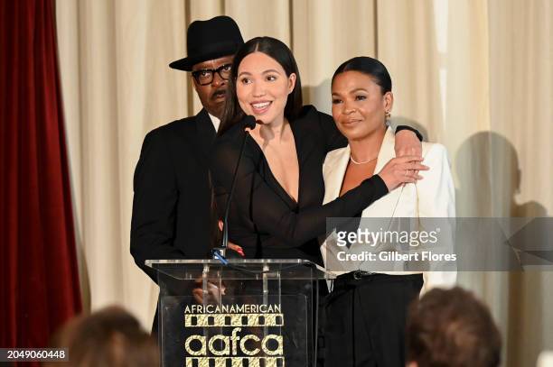 Courtney B. Vance, Jurnee Smollett and Nia Long speak onstage at the AAFCA Special Achievement Awards Luncheon held at the Los Angeles Athletic Club...