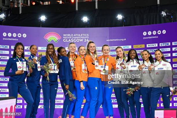 Femke Bol of the Netherlands, Lisanne de Witte of the Netherlands, Lieke Klaver of the Netherlands and Cathelijn Peeters of the Netherlands, Quanera...