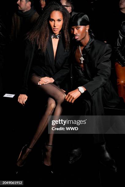 Cindy Bruna and Alton Mason at Mugler RTW Fall 2024 as part of Paris Ready to Wear Fashion Week held at Lycée Carnot on March 3, 2024 in Paris,...