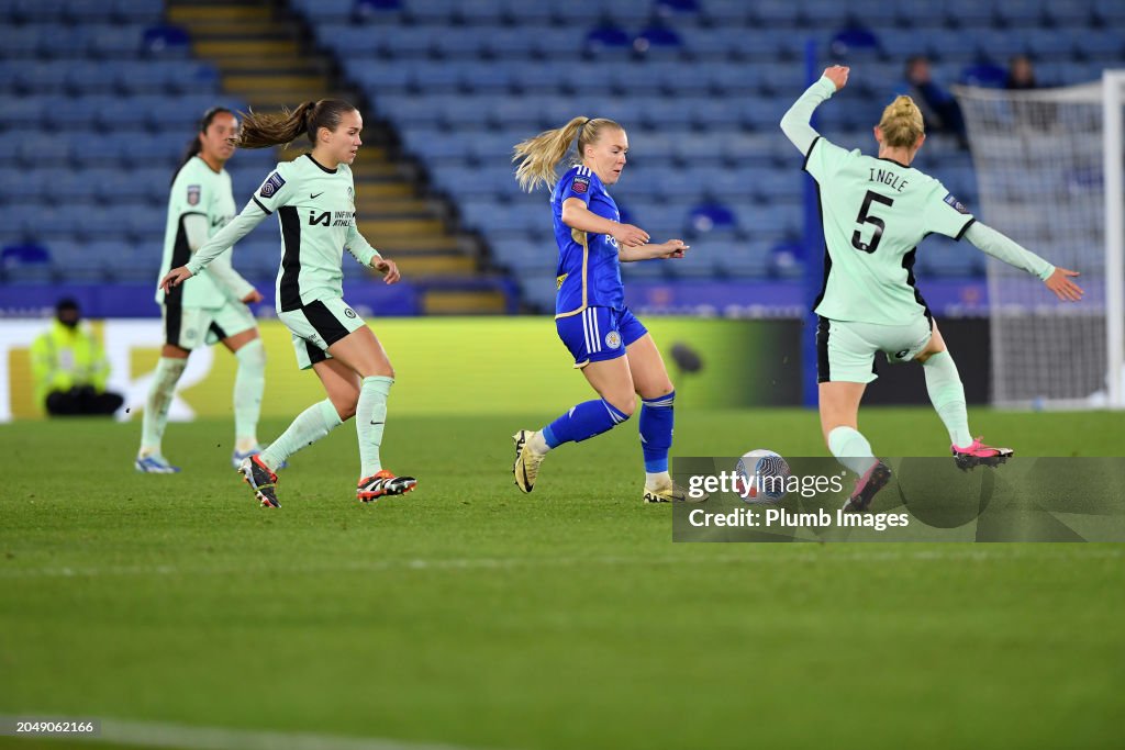 Chelsea Rantala Jutta Rantala of Leicester City Women with Guro Reiten of Chelsea ...
