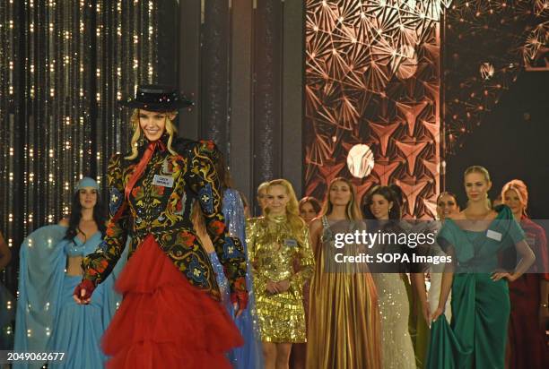 Czech Republic's Krystyna Pyszkova walks on the ramp during the 71st Miss World 'Best Designer Award' and 'Multimedia Challenge Final' contest in...