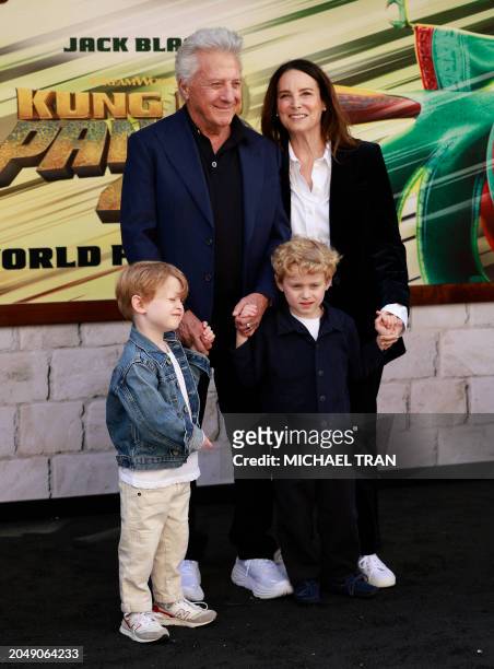 Actor Dustin Hoffman , his wife Lisa Hoffman and their grandchildren attend the premiere of Universal Pictures' "Kung Fu Panda 4" at the AMC The...
