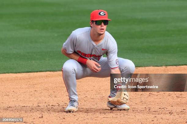Georgia third baseman Charlie Condon during the men's college baseball game between the Georgia Bulldogs and the Georgia Tech Yellow Jackets on March...