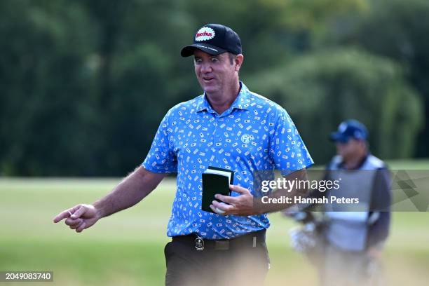 Scott Hend of Australia reacts during day two of the 2024 New Zealand Golf Open at Millbrook Resort on March 01, 2024 in Queenstown, New Zealand.