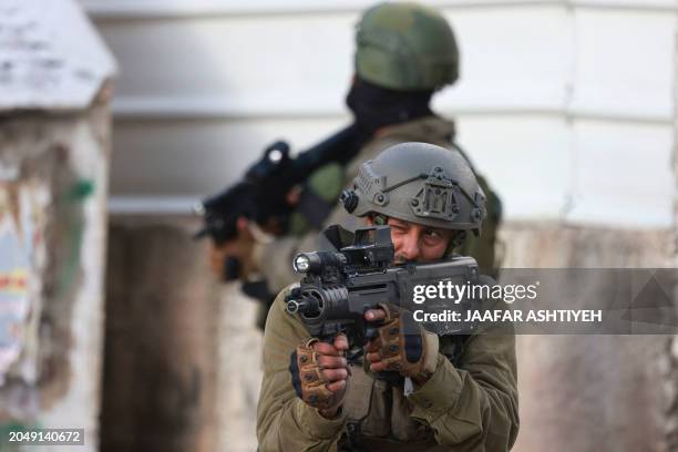 Israeli troops raid the Al-Amari refugee camp near Ramallah, in the occupied West Bank, on March 4, 2024.