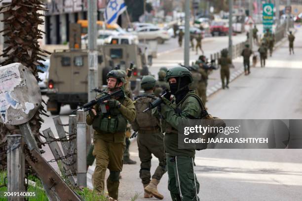 Israeli troops raid the Al-Amari refugee camp near Ramallah, in the occupied West Bank, on March 4, 2024.