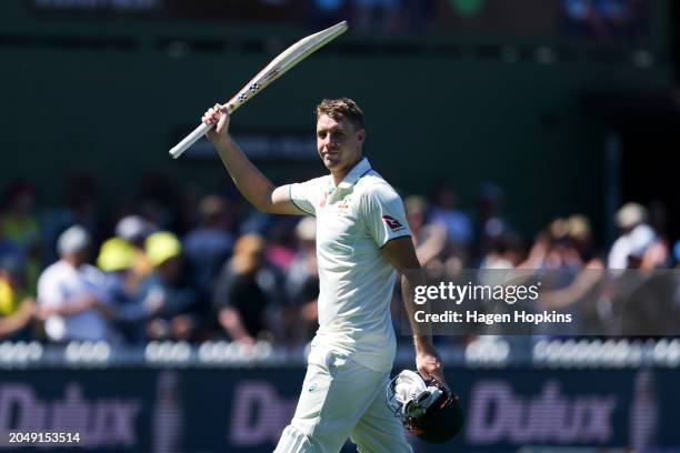 Cameron Green of Australia leaves the field at the end of the innings for 174 not out during day two of the First Test in the series between New...