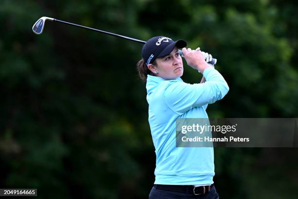 Ash Barty of Australia plays a shot during day two of the 2024 New Zealand Golf Open at Millbrook Resort on March 01, 2024 in Queenstown, New Zealand.