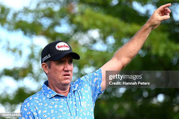 Scott Hend of Australia reacts during day two of the 2024 New Zealand Golf Open at Millbrook Resort on March 01, 2024 in Queenstown, New Zealand.