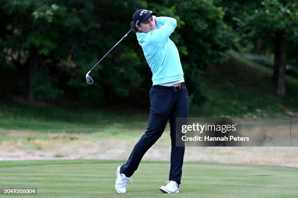 Ash Barty of Australia plays a shot during day two of the 2024 New Zealand Golf Open at Millbrook Resort on March 01, 2024 in Queenstown, New Zealand.