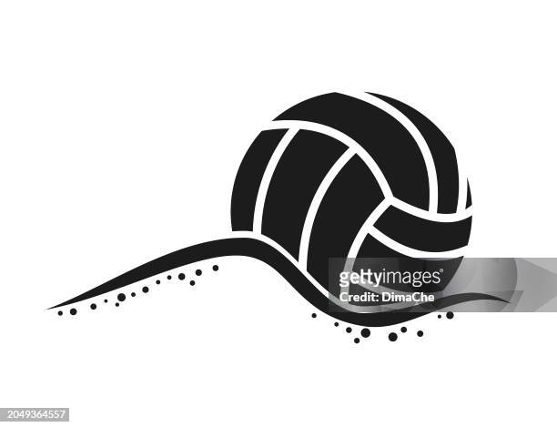 sportspielball-silhouette in sand, schnee oder wasser - ausgeschnittenes vektorsymbol - beach volleyball stock-grafiken, -clipart, -cartoons und -symbole