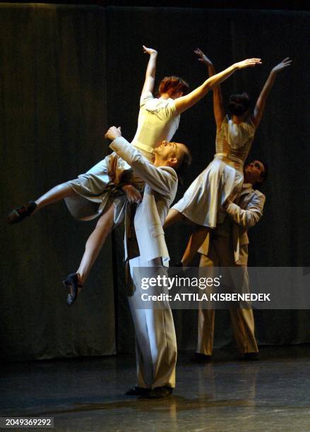 Dancers of the Ballet Group Gyor perform their dance of a Shakespeare adaptation Macbeth, choreographed by Swedish Marie Brolin-Tani, on the stage of...