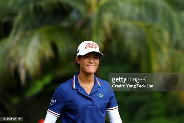 Celine Boutier of France walks on the second fairway during Day Two of the HSBC Women's World Championship at Sentosa Golf Club on March 01, 2024 in...