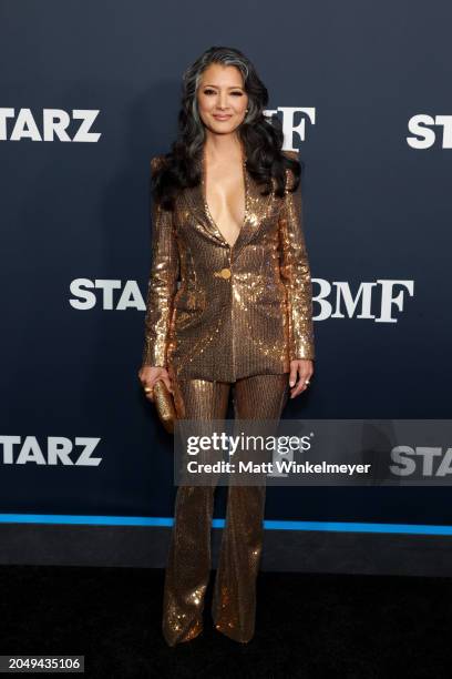 Kelly Hu attends the Los Angeles Premiere of Starz Series "BMF" Season 3at Hollywood Athletic Club on February 29, 2024 in Hollywood, California.