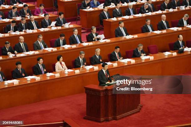 Wang Huning, chairman of the Chinese People's Political Consultative Conference , speaks during the Second Session of the 14th Chinese People's...