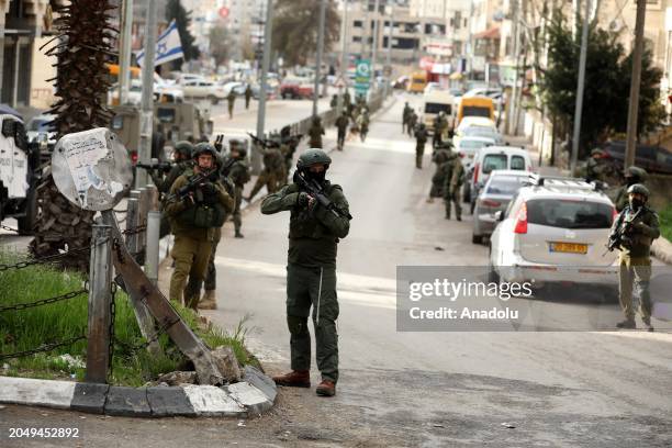 Israeli forces conduct a raid on al-Amari Refugee Camp in Ramallah, West Bank on March 4, 2024.