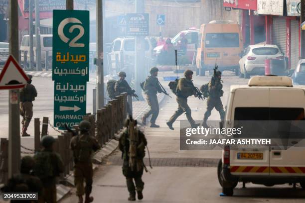 Israeli troops raid the Al-Amari refugee camp near Ramallah, in the occupied West Bank, on March 4, 2024.