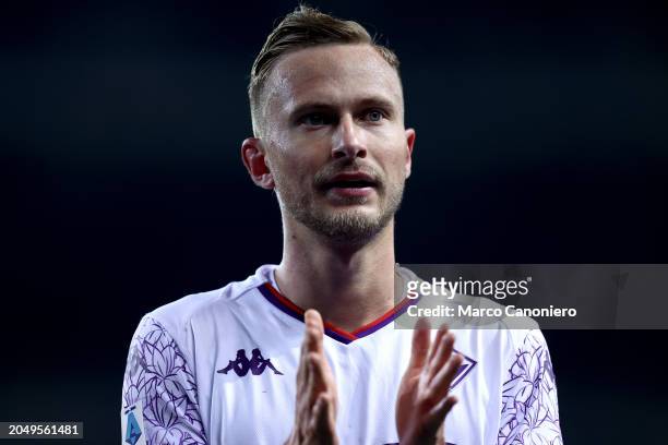 Antonin Barak of Acf Fiorentina greets the fans during the Serie A football match between Torino Fc and Acf Fiorentina. The match ends in a tie 0-0.