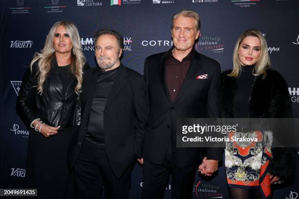 Tiziana Rocca, Franco Nero, Dolph Lundgren and Emma Krokdal attend the closing night of 9th annual Filming Italy Los Angeles at Harmony Gold on...