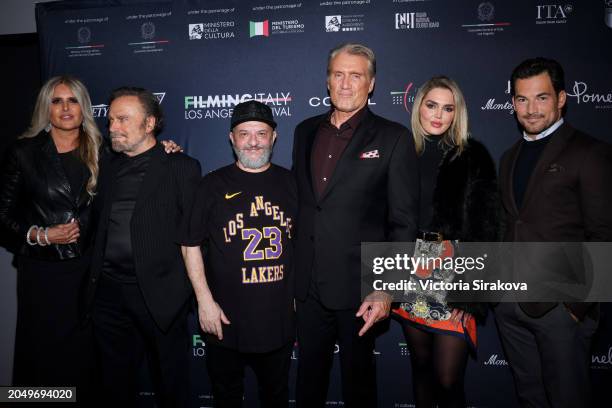 Tiziana Rocca, Franco Nero, Marco Manetti, Dolph Lundgren, Emma Krokdal, Giacomo Gianniotti attend the closing night of 9th annual Filming Italy Los...