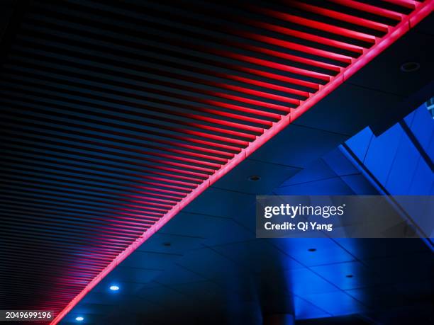 close-up of pedestrian bridge at night - bridge architecture up close night stock pictures, royalty-free photos & images