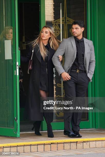 Georgia Harrison and Anton Danyluk outside Chelmsford Crown Court, Essex, after the adjournment of a confiscation hearing for her former partner,...