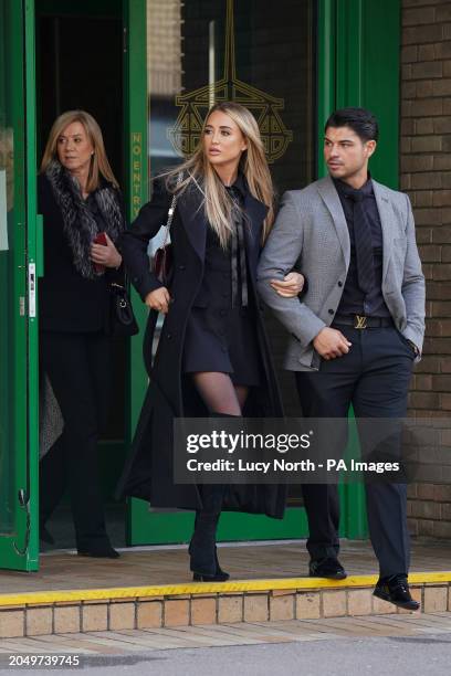 Georgia Harrison and Anton Danyluk outside Chelmsford Crown Court, Essex, after the adjournment of a confiscation hearing for her former partner,...