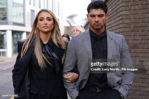 Georgia Harrison and Anton Danyluk outside Chelmsford Crown Court, Essex, after the adjournment of a confiscation hearing for her former partner,...