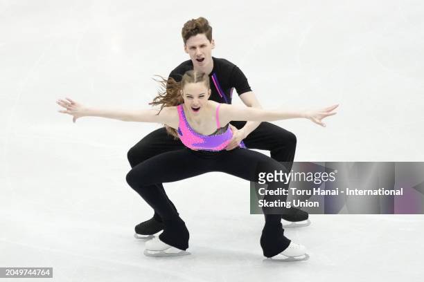 Alisa Korneva and Kieran MacDonald of Canada perform in the the Junior Ice Dance Rhythm Dance during the ISU World Junior Figure Skating...