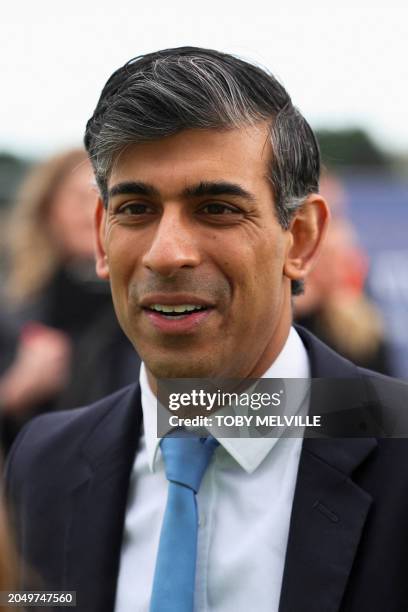 Britain's Prime Minister Rishi Sunak meets with business and construction representatives during a visit to Panattoni Park, an industrial park being...