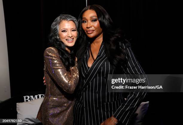 Kelly Hu and Cynthia Bailey attend the Los Angeles Premiere of Starz Series "BMF" Season 3 after party held at the Hollywood Athletic Club on...