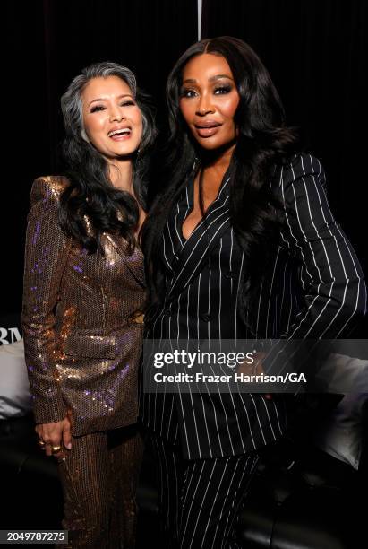 Kelly Hu and Cynthia Bailey attend the Los Angeles Premiere of Starz Series "BMF" Season 3 after party held at the Hollywood Athletic Club on...