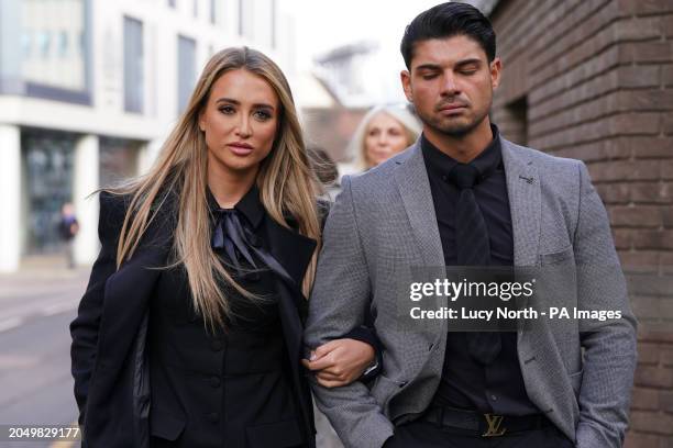 Georgia Harrison and Anton Danyluk outside Chelmsford Crown Court, Essex, after the adjournment of a confiscation hearing for her former partner,...