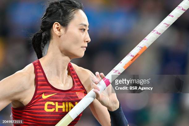 Ling Li of China competing in the Men's 60m Hurdles during Day 2 of the World Athletics Indoor Championships Glasgow 2024 at the Emirates Arena on...