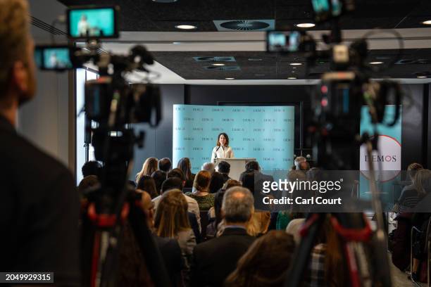Liz Kendall, Shadow Secretary of State for Work and Pensions, speaks during a press conference on March 4, 2024 in London, England. , Liz Kendall,...