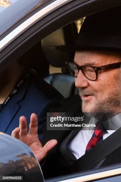 George Galloway arrives at Parliament after being elected MP for Rochdale.