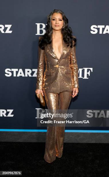 Kelly Hu attends the Los Angeles Premiere Of Starz Series "BMF" Season 3 at Hollywood Athletic Club on February 29, 2024 in Hollywood, California.