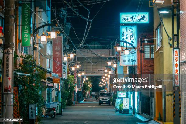 night scene in asakusa district, tokyo, japan - shitamachi stock pictures, royalty-free photos & images