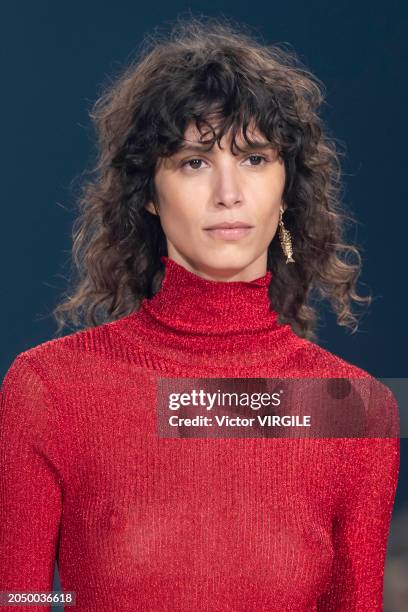Mica Arganaraz walks the runway during the Isabel Marant Ready to Wear Fall/Winter 2024-2025 fashion show as part of the Paris Fashion Week on...