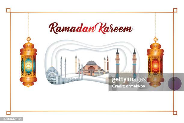 ilustraciones, imágenes clip art, dibujos animados e iconos de stock de ramadán y estambul - ramadan kareem