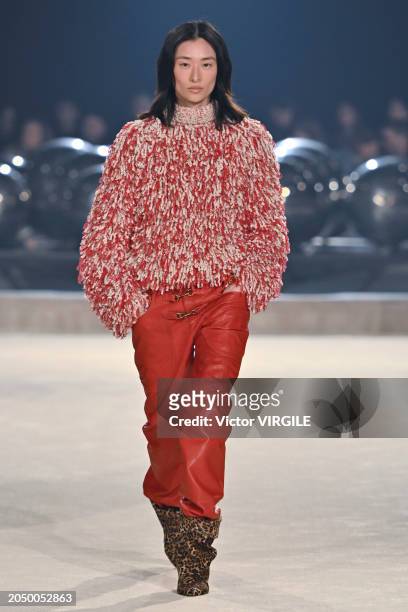 Model walks the runway during the Isabel Marant Ready to Wear Fall/Winter 2024-2025 fashion show as part of the Paris Fashion Week on February 29,...