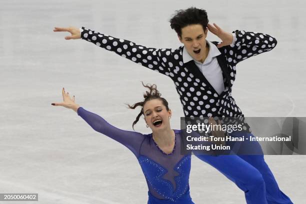 Darya Grimm and Michail Savitskiy of Germany perform in the the Junior Ice Dance Rhythm Dance during the ISU World Junior Figure Skating...