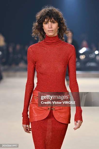 Mica Arganaraz walks the runway during the Isabel Marant Ready to Wear Fall/Winter 2024-2025 fashion show as part of the Paris Fashion Week on...