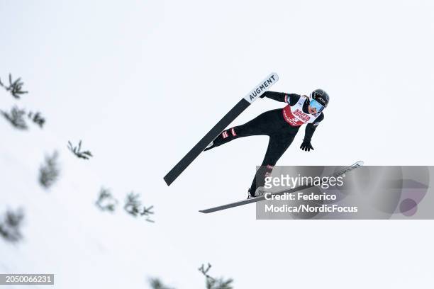 Hannah Wiegele of Austria competes at FIS World Cup Ski Jumping Women Lahti - Individual HS130 on March 1, 2024 in Lahti, Finland.