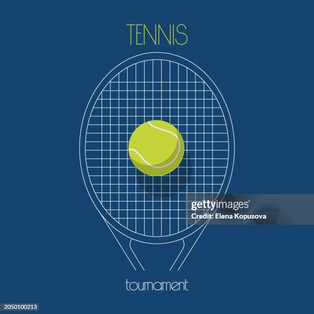 Tennis Racket Style Incision Sport And Victory Concept In Flat Style Tennis Racket And Ball On A ...
