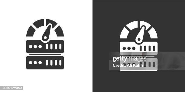 server performance icon. solid icon that can be applied anywhere, simple, pixel perfect and modern style - developer screen stock illustrations