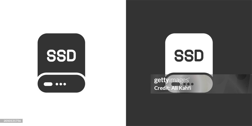 SSD icon. Solid icon that can be applied anywhere, simple, pixel perfect and modern style